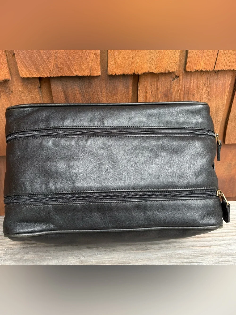90s Vintage Coach Double Zip Travel Kit Overnight Toiletry Dopp Black